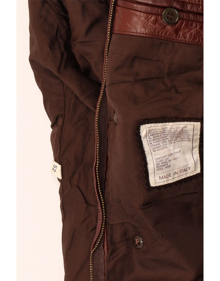 VINTAGE Læderfrakke til kvinder IT 52 2XL Brunt Læder