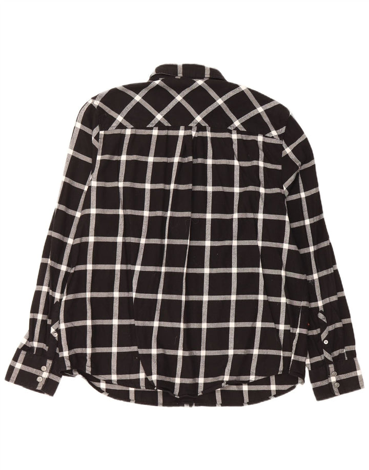 J. CREW Dame Flanelskjorte UK 16 Stor sort ternet bomuld