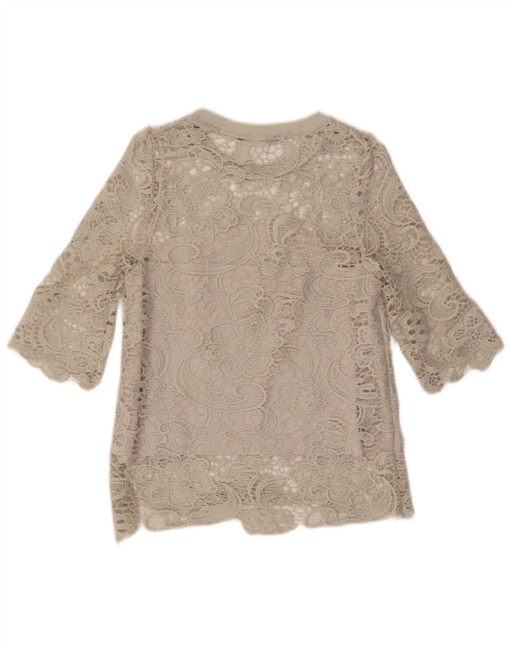 Zara Dame Bluse Top UK 10 Small Grey Floral