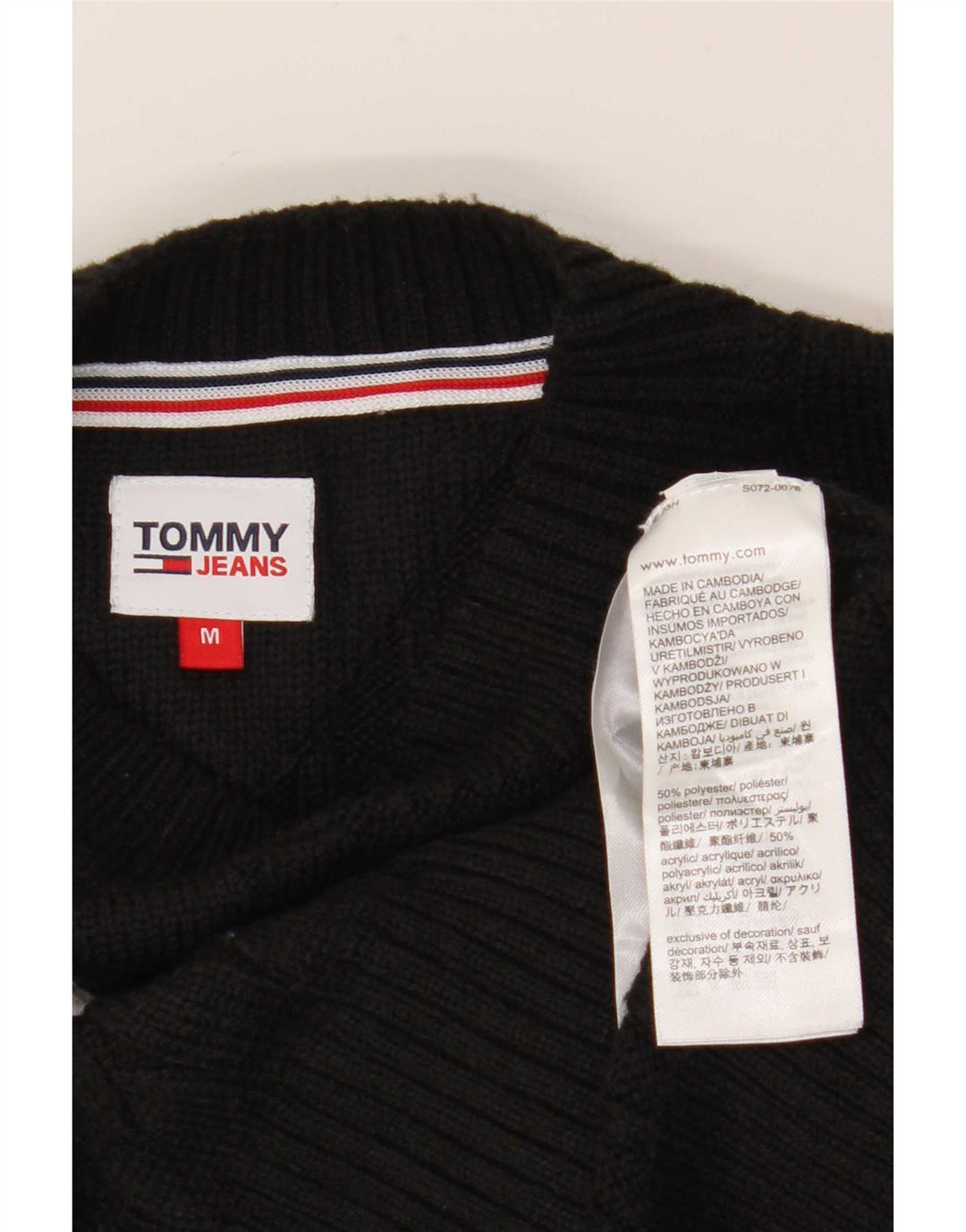 Tommy Hilfiger Dame Grafisk Crew Neck Jumper Sweater UK 12 Medium Black