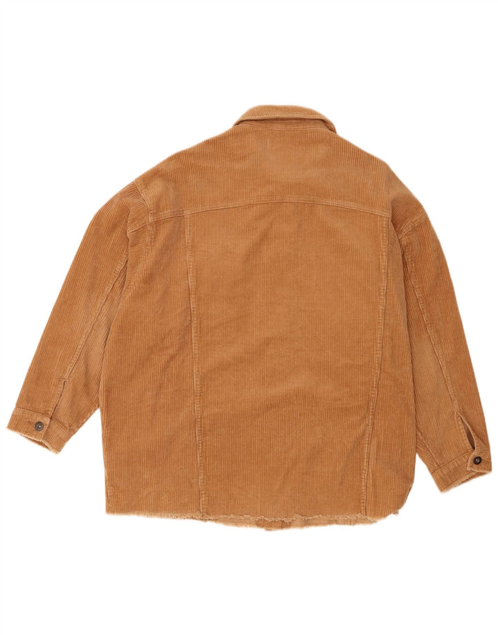 Zara Dame Oversized Corduroy Jacket UK 16 Stor Beige Bomuld