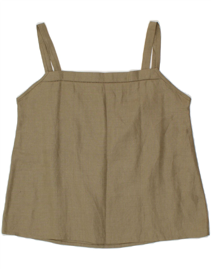 VINTAGE Womens Sleeveless Crop Top UK 10 Small Khaki Vintage Vintage and Second-Hand Vintage from Messina Hembry 