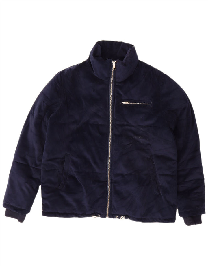 Marks & Spencer Dame Oversized Velour Polstret Jakke UK 10 Small Navy Blue
