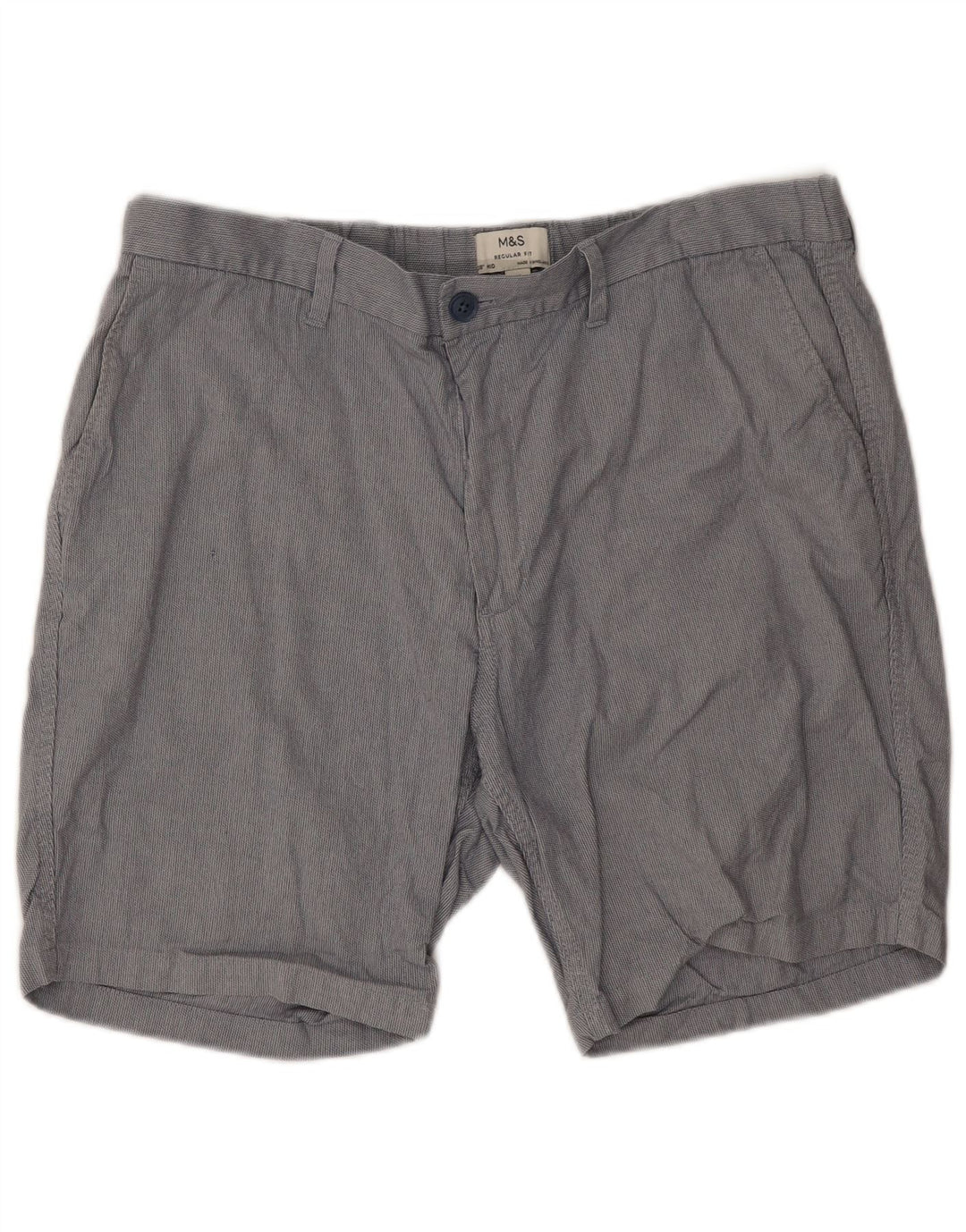 MARKS & SPENCER Herre Regular Fit Chino Shorts W38 XL Grå Polyester