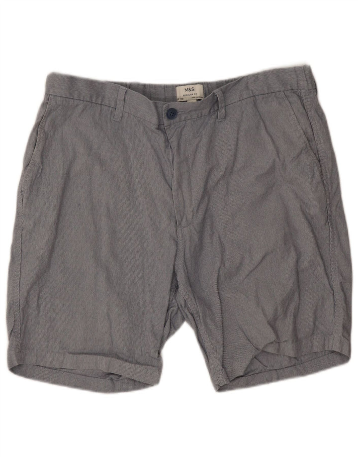 MARKS & SPENCER Herre Regular Fit Chino Shorts W38 XL Grå Polyester