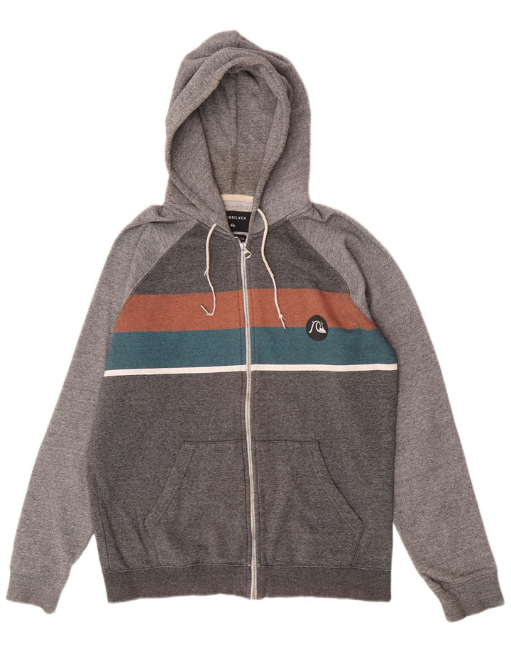 QUIKSILVER Hættetrøje med lynlås til mænd mellemgrå Colourblock Bomuld