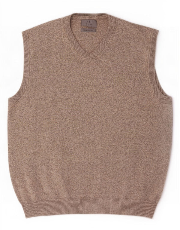 Marks & Spencer Mens Vest Tank Top Medium Beige Flecked Cotton