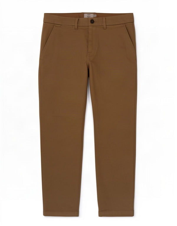 Marks & Spencer Mens Straight Chino Trousers W32 L29 Brown Cotton