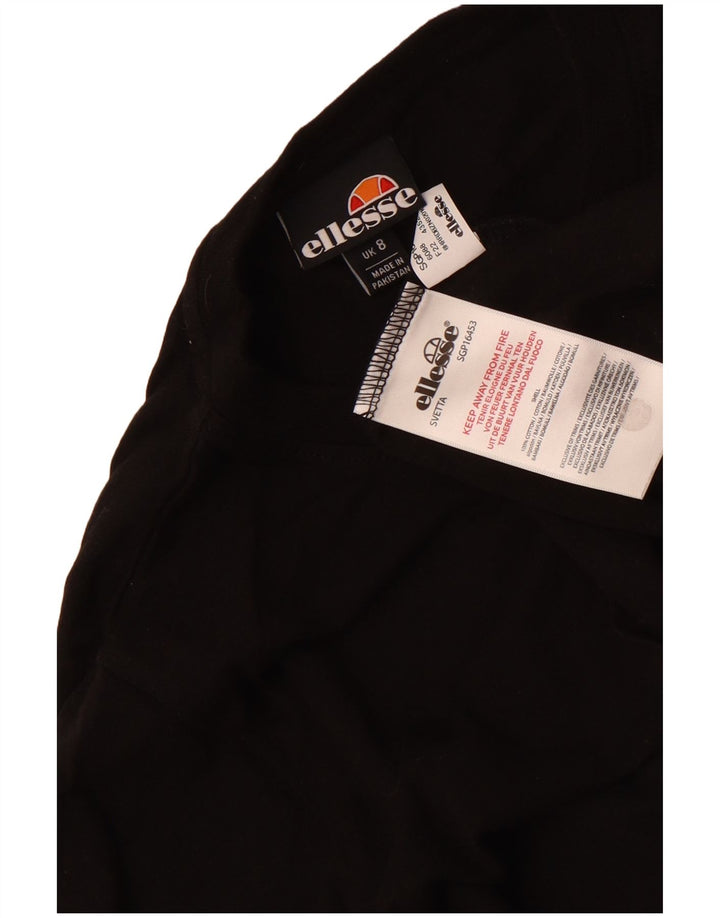 Ellesse Womens Grafisk T-Shirt Top UK 8 Small Black Bomuld