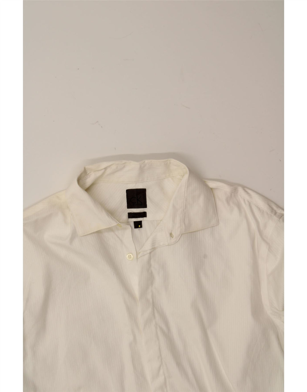 CALVIN KLEIN Mens Slim Fit Shirt Size 43 Large White Pinstripe Vintage Calvin Klein and Second-Hand Calvin Klein from Messina Hembry 