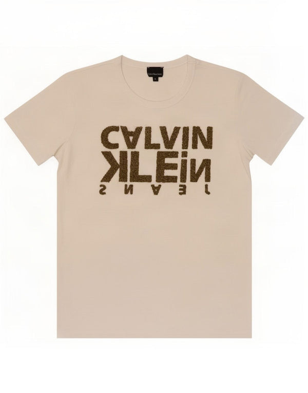 Calvin Klein Jeans Dame Grafisk T-Shirt Top UK 14 Large White