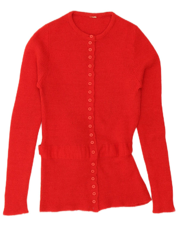 Vintage dame cardigan sweater UK 12 Medium Red