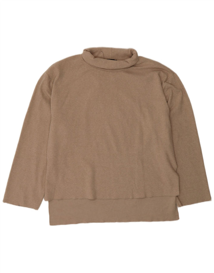 Zara Dame Roll Neck Jumper Sweater UK 16 Large Beige Polyester