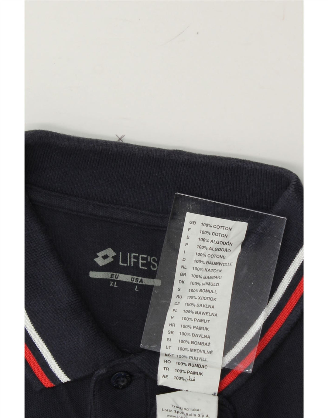 LOTTO Mens Polo Shirt XL Navy Blue Cotton Vintage Lotto and Second-Hand Lotto from Messina Hembry 