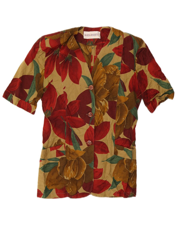 Vintage Dame Kortærmet Blazer Jacket UK 12 Medium Multicolored Tropic