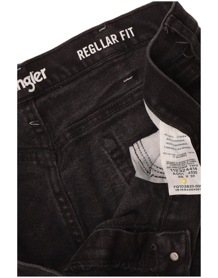 Wrangler Herre Regular Fit Straight Jeans W38 L30 Sort Bomuld