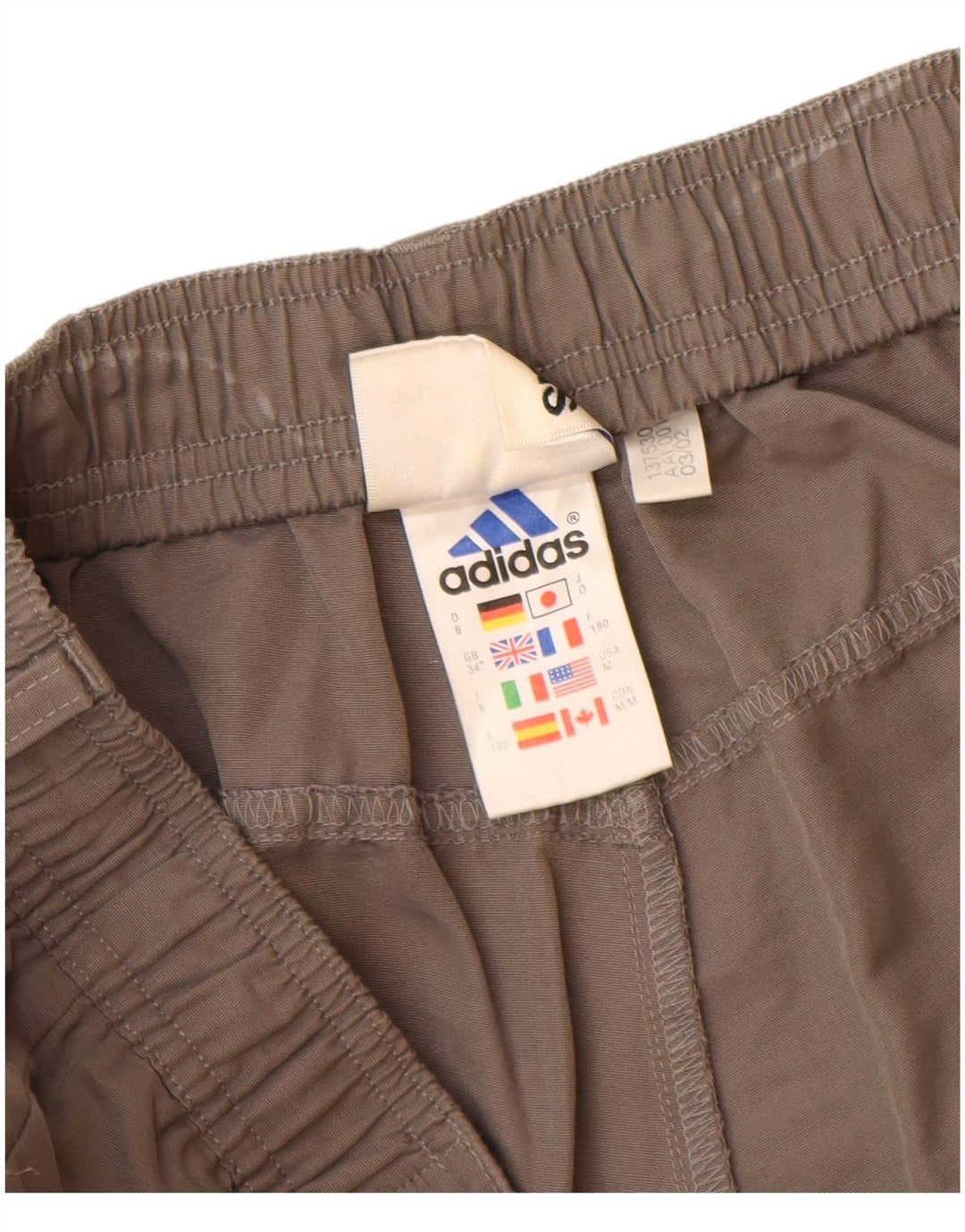 ADIDAS Herre Straight Cargo Capri Bukser Large W34 L20 Grå Bomuld