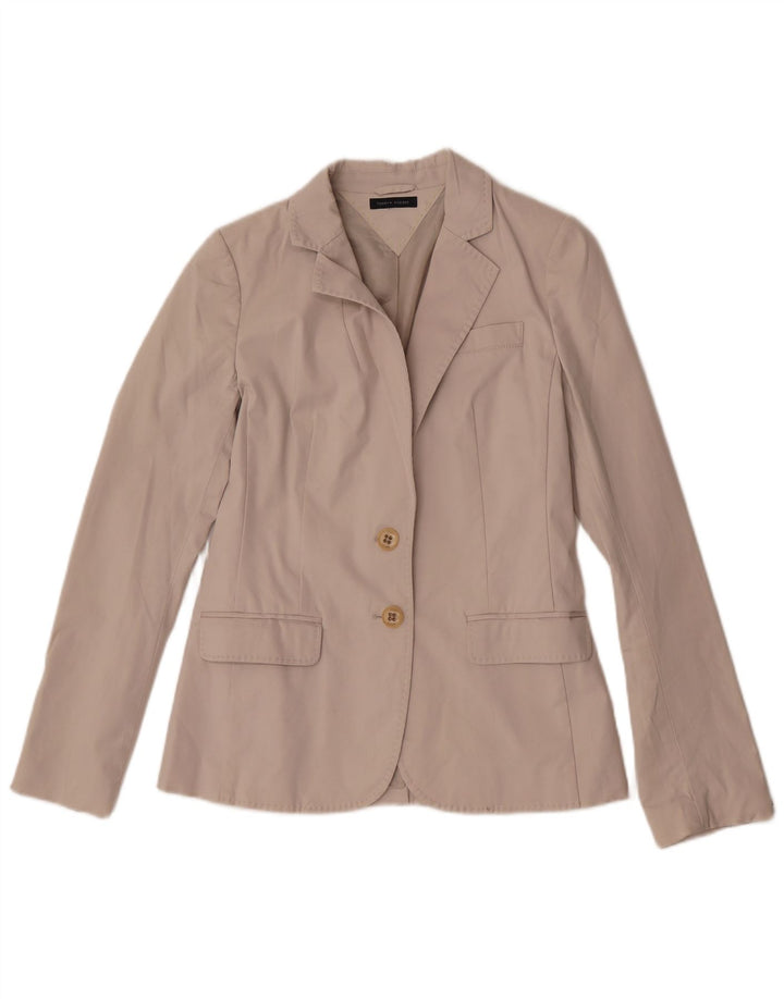 Tommy Hilfiger Dame 2 Button Blazer Jacket UK 8 Small Off White Bomuld