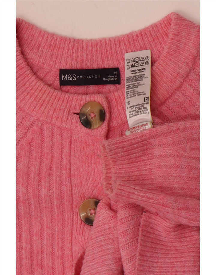 Marks & Spencer Dame Cardigan Sweater UK 14 Medium Pink Akryl