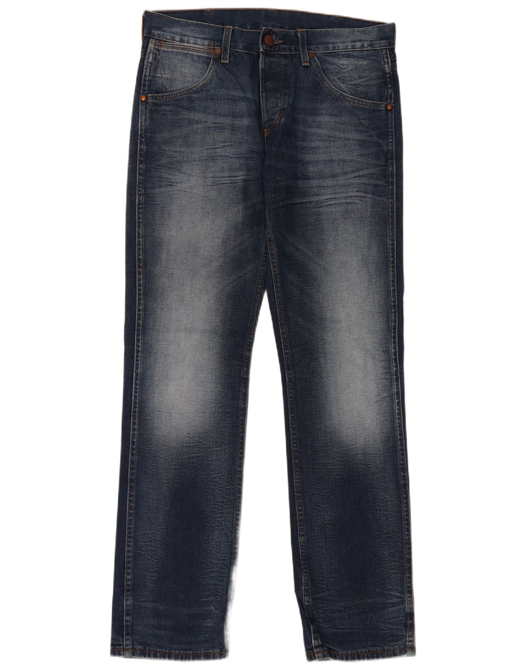 WRANGLER Herre Crank Straight Jeans W33 L34 Blå Bomuld