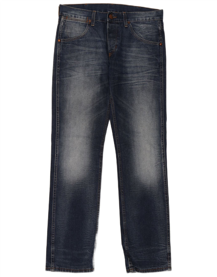 WRANGLER Herre Crank Straight Jeans W33 L34 Blå Bomuld