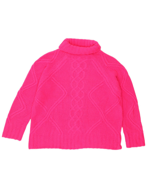 Oasis Dame Oversized Roll Neck Jumper Sweater UK 10 Small Pink Akryl