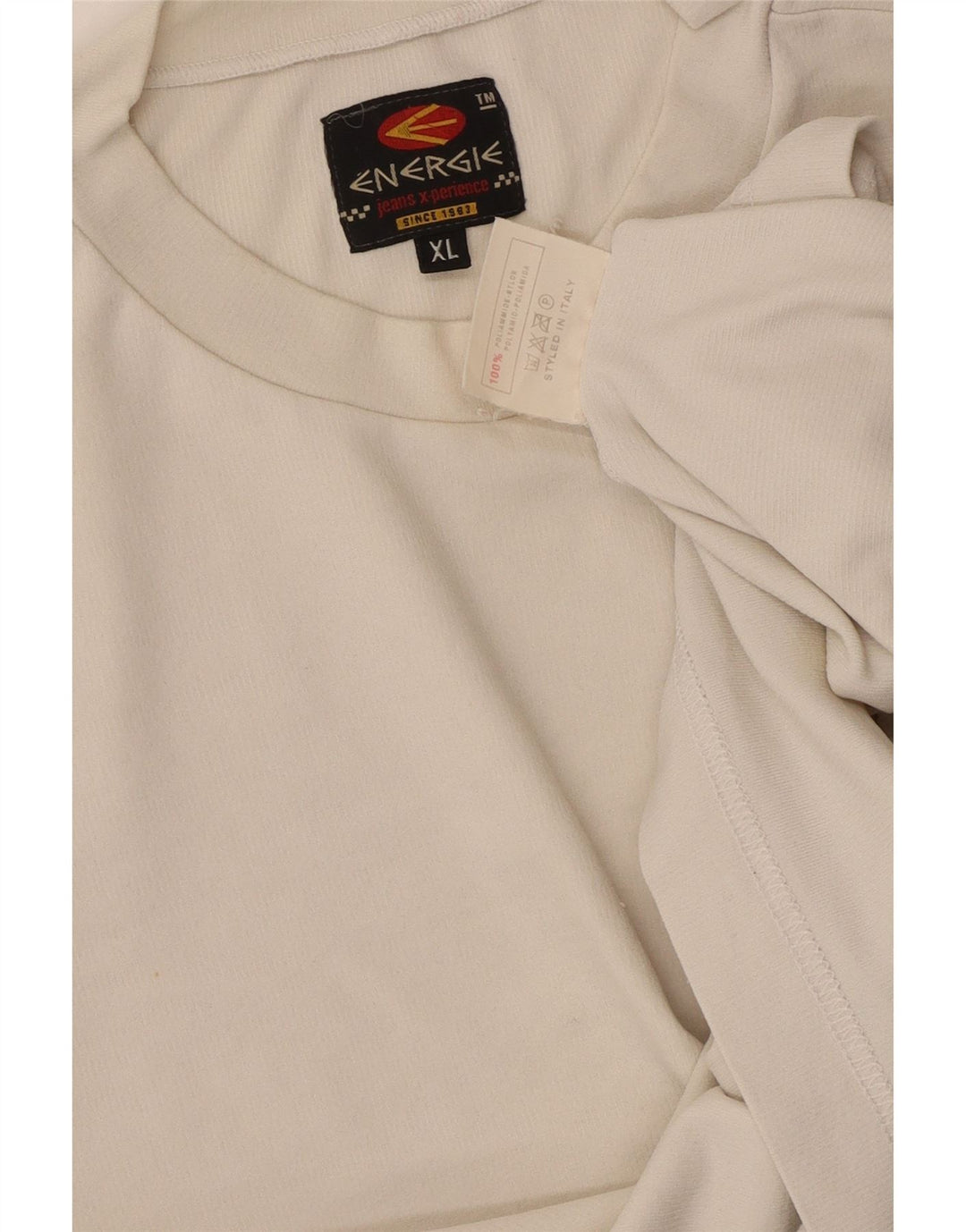 ENERGIE Grafisk T-shirt top til kvinder UK 18 XL Hvid polyamid