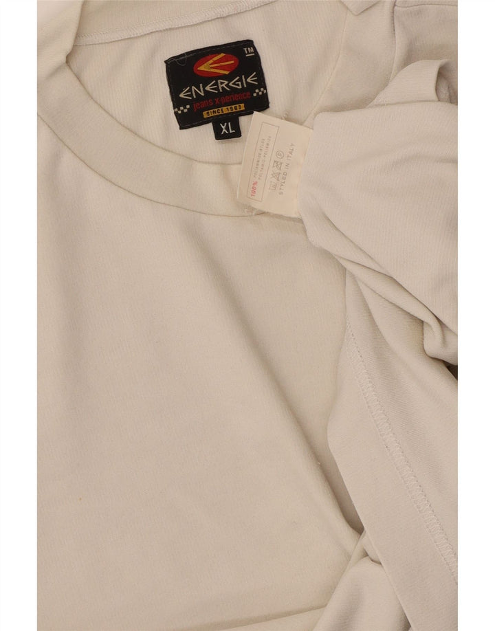 ENERGIE Grafisk T-shirt top til kvinder UK 18 XL Hvid polyamid