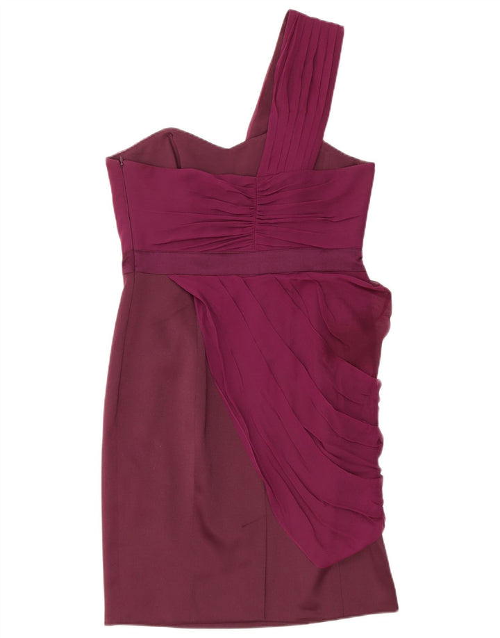 Karen Millen Womens One Shoulder Dress UK 12 Medium Purple Polyester