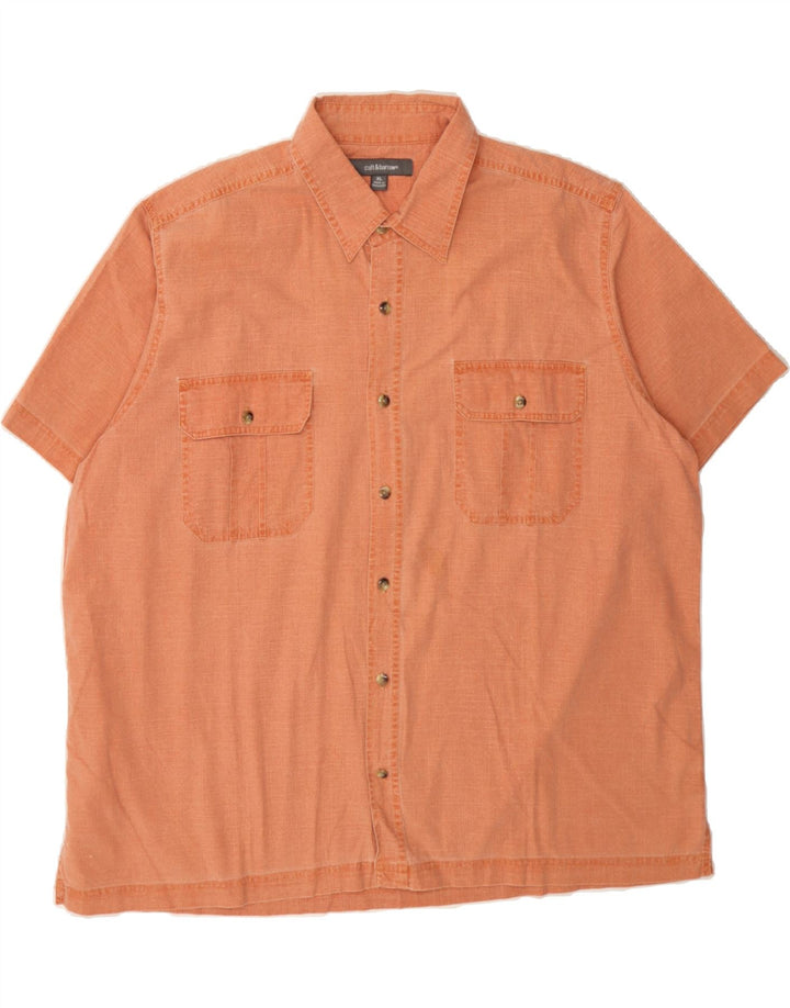 CROFT & BARROW Mens Short Sleeve Shirt XL Orange Cotton Vintage Croft & Barrow and Second-Hand Croft & Barrow from Messina Hembry 