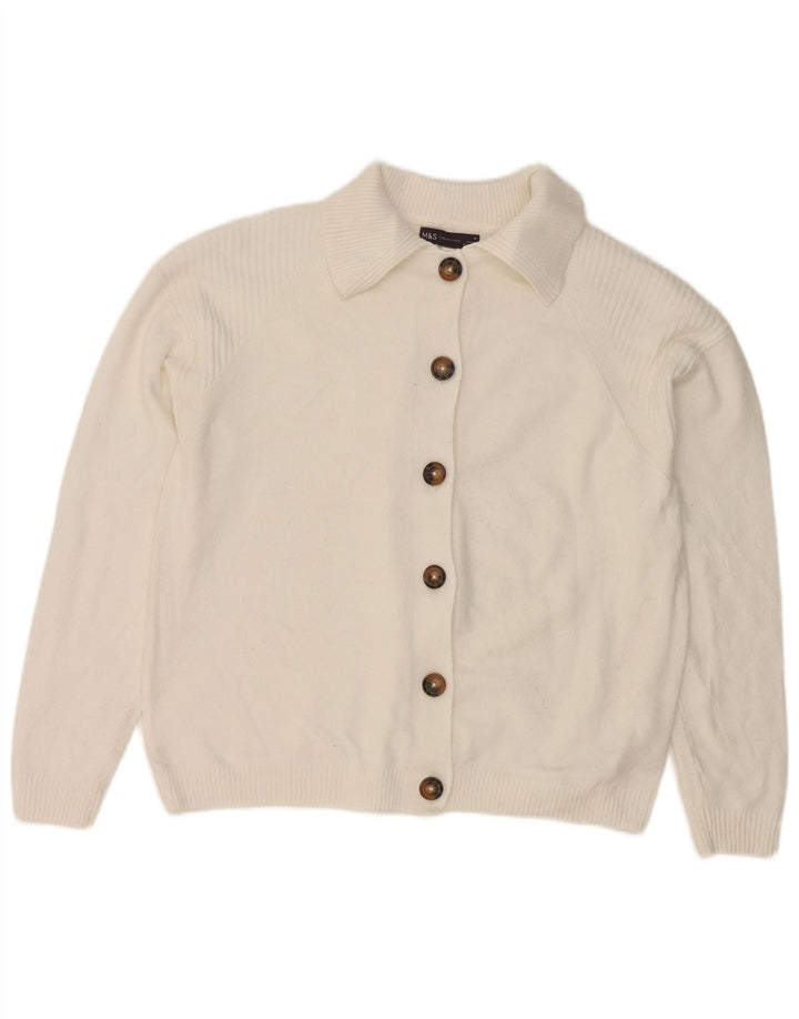 Marks & Spencer dame cardigan sweater UK 14 Medium White Polyester