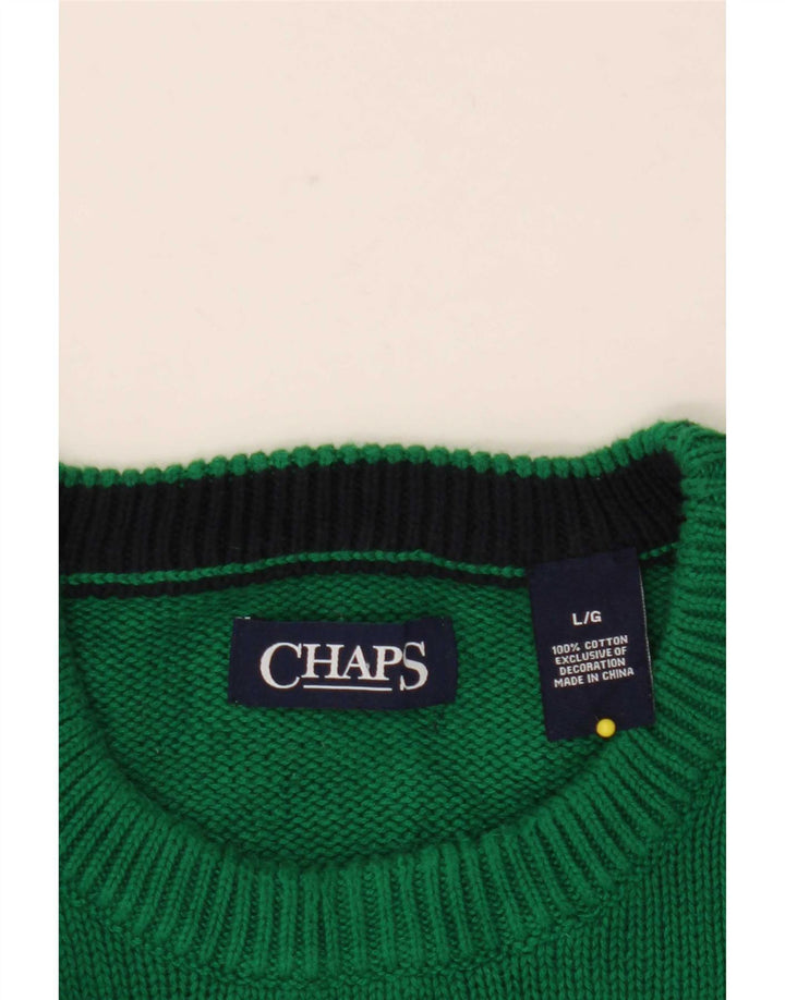 Chaps Herre Crew Neck Jumper Sweater Stor Grøn Bomuld
