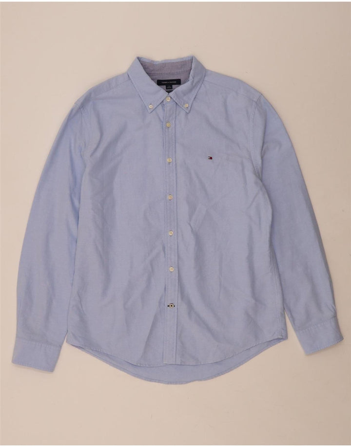 TOMMY HILFIGER Mens Custom Fit Shirt Large Blue Cotton Vintage Tommy Hilfiger and Second-Hand Tommy Hilfiger from Messina Hembry 