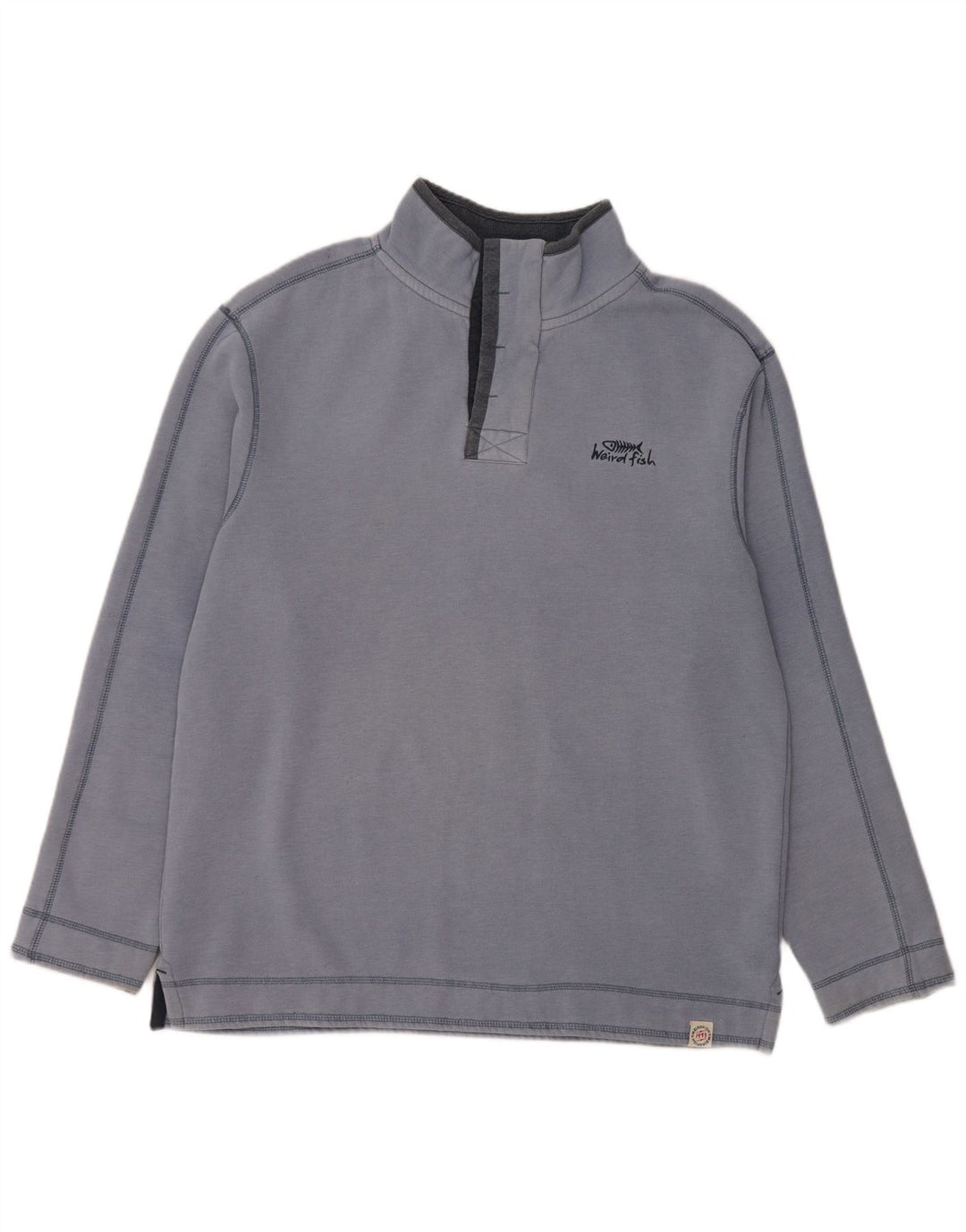 WEIRD FISH Herre Zip Neck Sweatshirt Jumper Stor Blå Bomuld