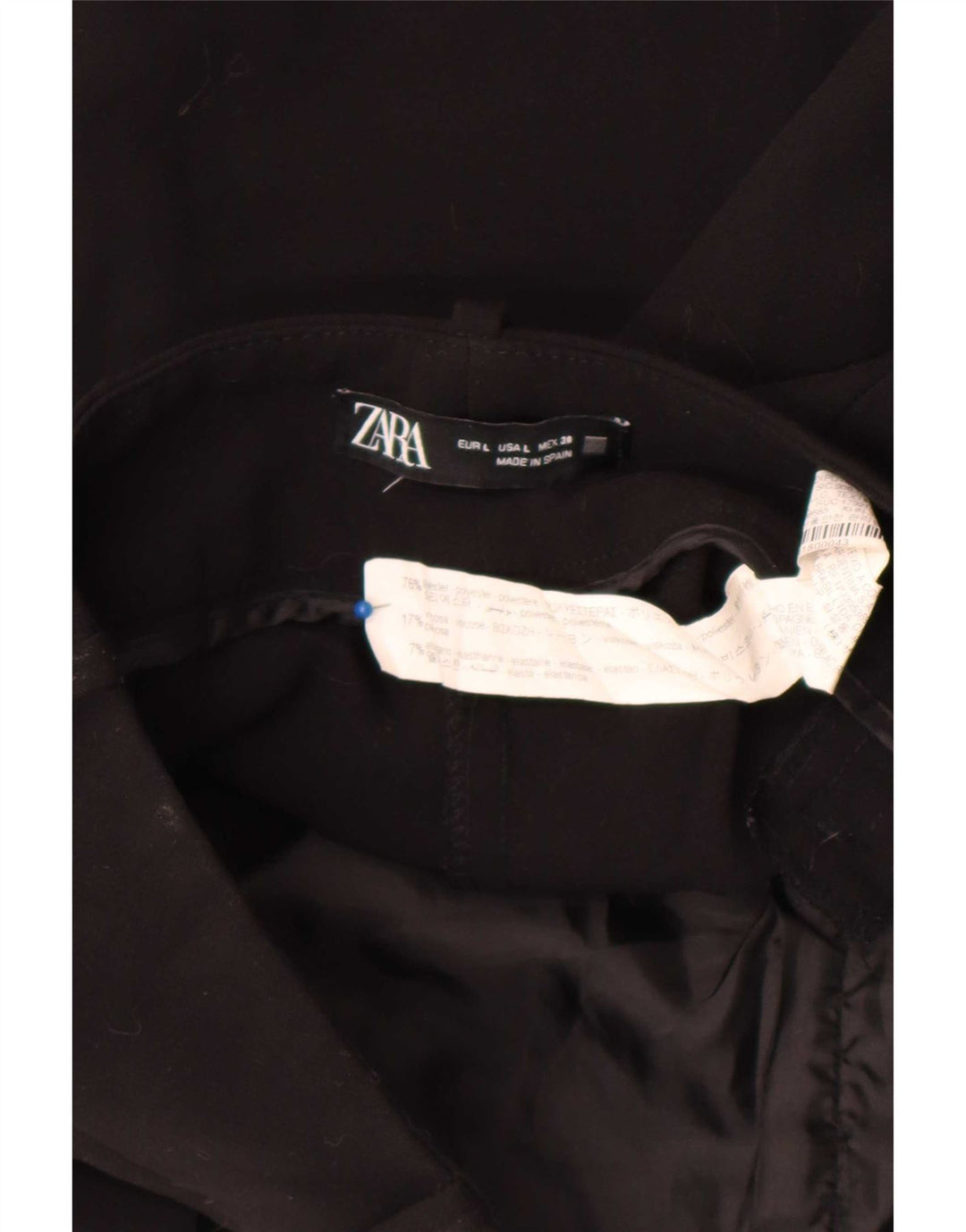 Zara koniske chinosbukser til kvinder store W30 L26 sort polyester