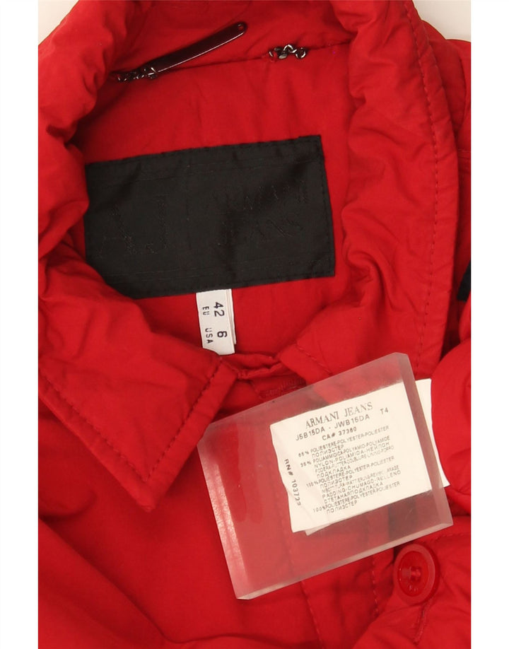 Armani Jeans Dame Bomber Jacket EU 42 Large Rød Polyester