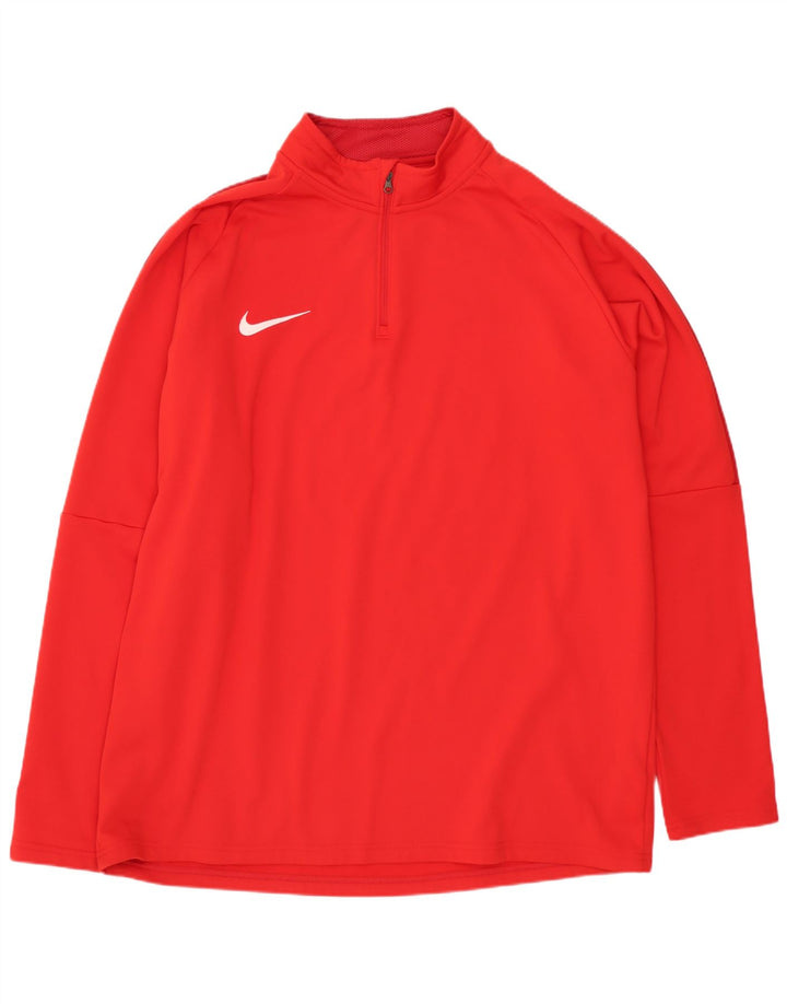 Nike Herre Dri Fit Pullover med lynlås-hals træningsdragt Top XL Rød Polyester