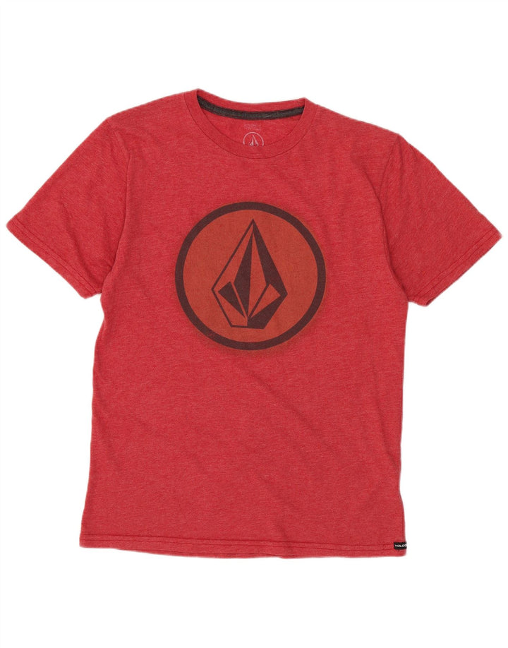 Volcom Dame Modern Fit Grafisk T-Shirt Top UK 12 Medium Rød Bomuld