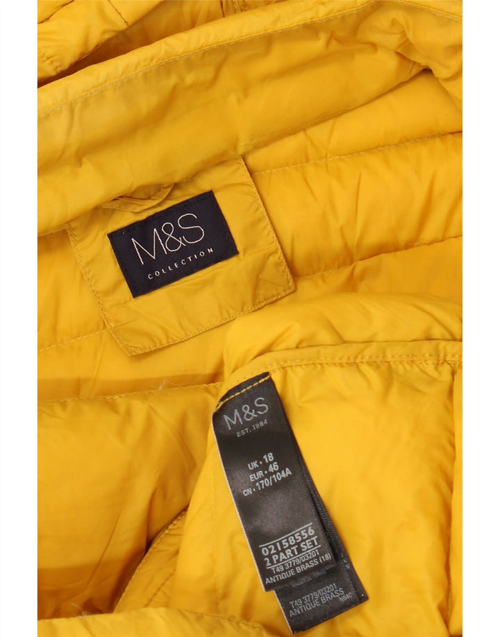 MARKS & SPENCER Polstret frakke med hætte til kvinder UK 18 XL Gul polyamid
