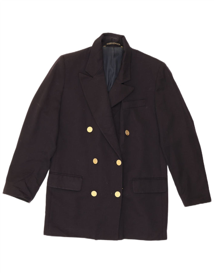 Marks & Spencer Dame Dobbeltradet Blazer Jacket UK 12 Medium Navy Blue