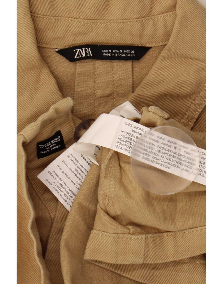 Zara 3/4-ærmet oversize jakke til kvinder, DK 10 lille beige bomuld