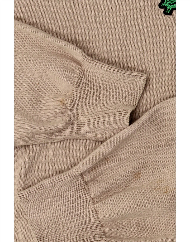 LYLE & SCOTT Mens Zip Neck Jumper Sweater Large Beige Cotton Vintage Lyle & Scott and Second-Hand Lyle & Scott from Messina Hembry 