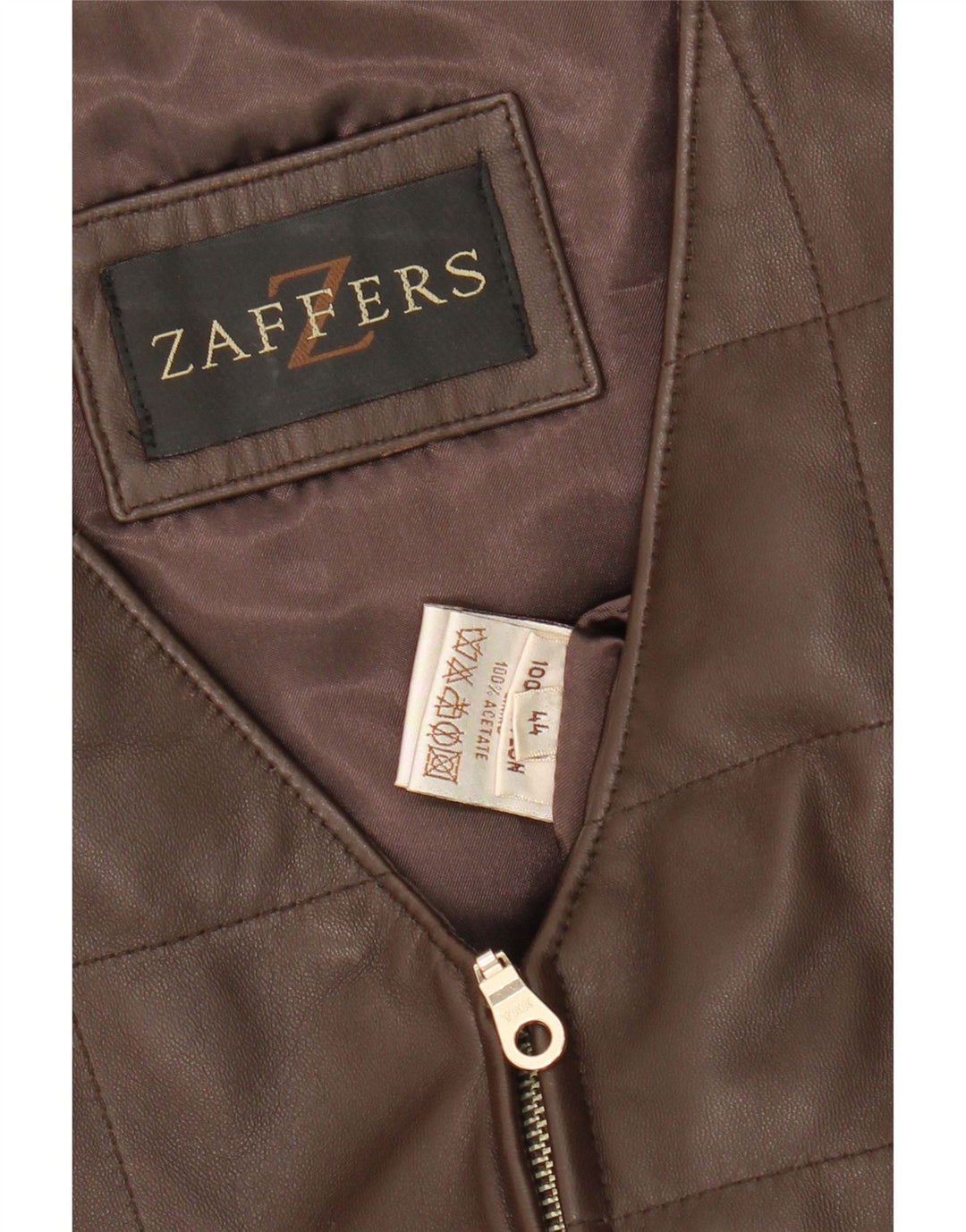 VINTAGE Womens Leather Gilet EU 44 XL Brown Leather Vintage Vintage and Second-Hand Vintage from Messina Hembry 