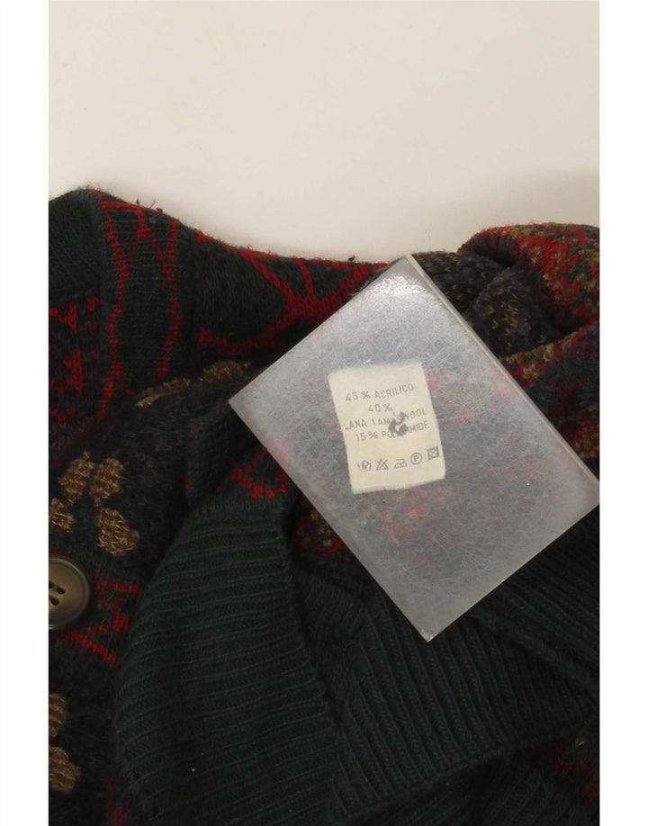 Vintage herre cardigan sweater stor flerfarvet Fair Isle akryl