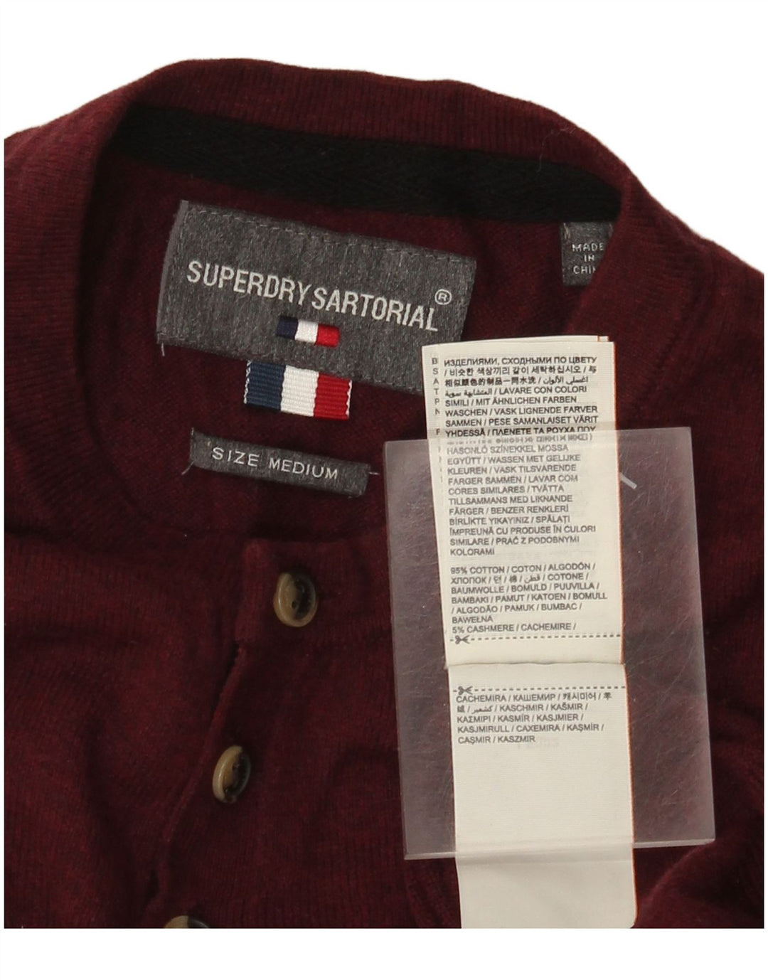 Superdry Sweater med rund hals til mænd Medium Bourgogne bomuld