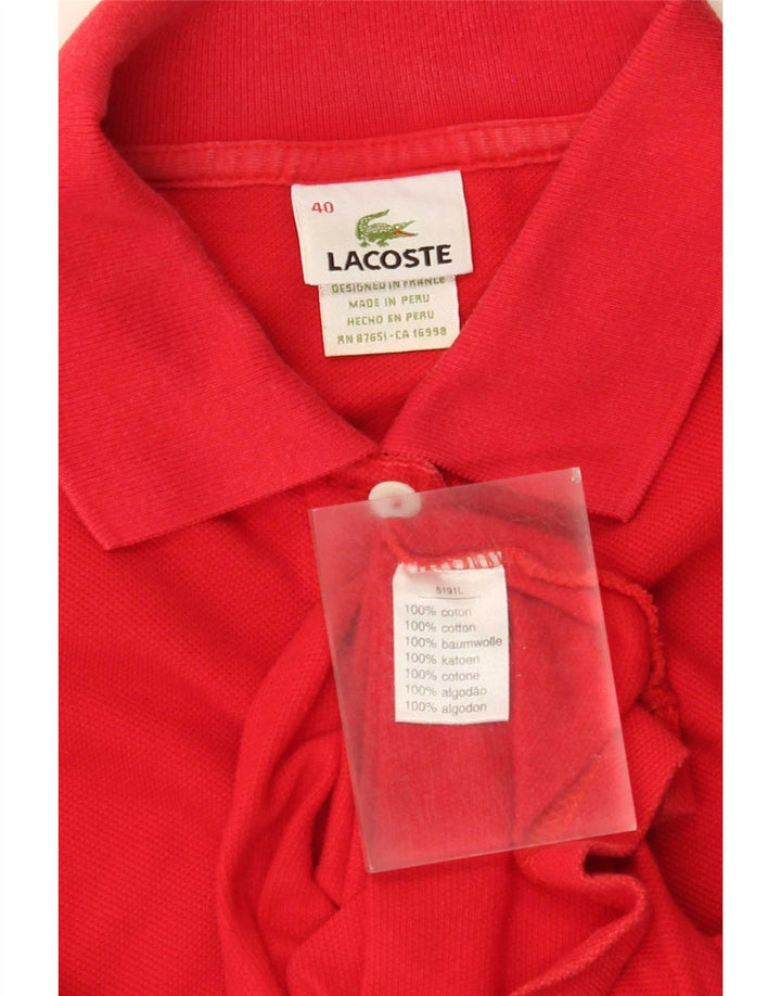 Lacoste Womens Crop Polo Shirt Størrelse 40 Medium Rød Bomuld