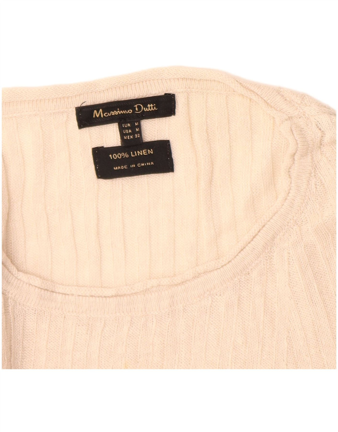 MASSIMO DUTTI Dame Boat Neck Jumper Sweater UK 12 Medium Beige Linen