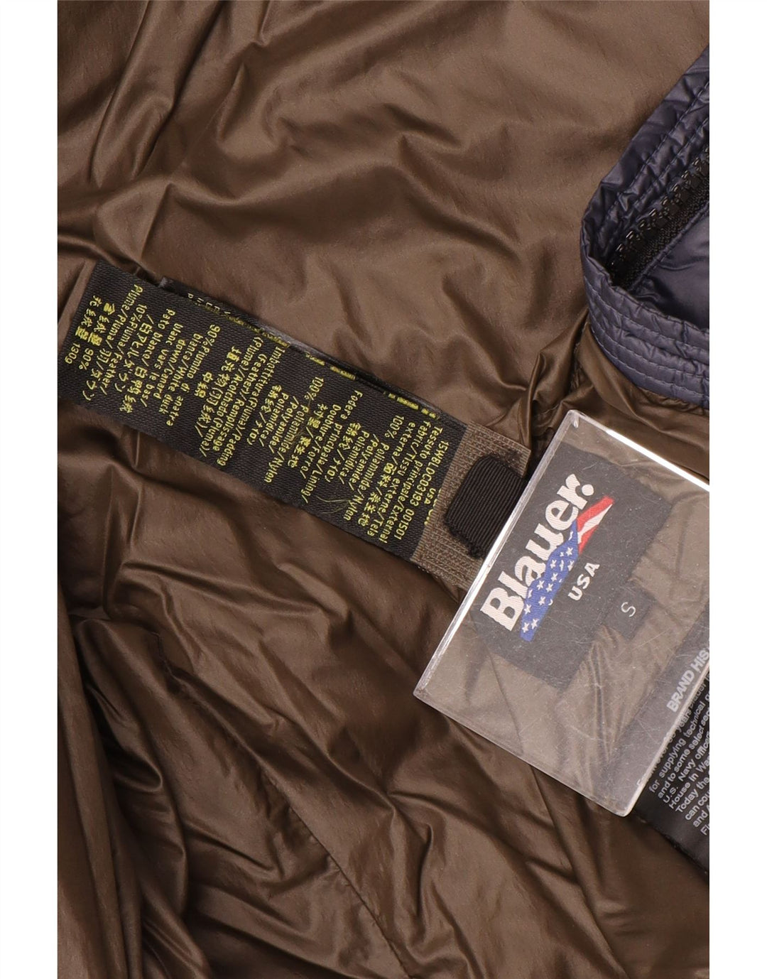 Blauer, polstret jakke til kvinder, UK 10 Lille marineblå nylon