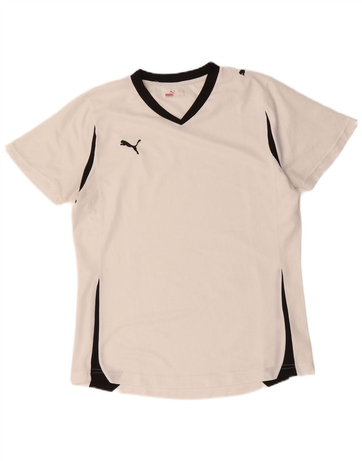 Puma T-Shirt Top UK 16 Stor Hvid Colourblock Polyester