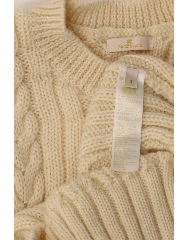 MUNROSPUN Dame Boat Neck Jumper Sweater UK 10 Small Off White New Wool